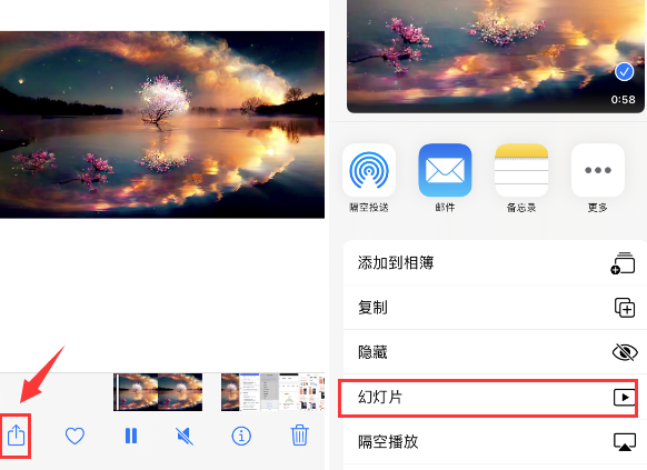 曲松苹果14维修店分享iPhone14相册视频如何循环播放 